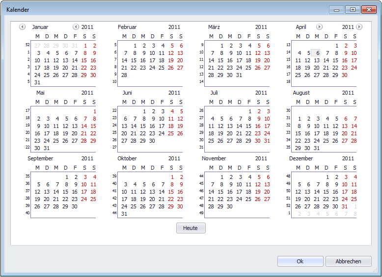 12 Monat Kalender