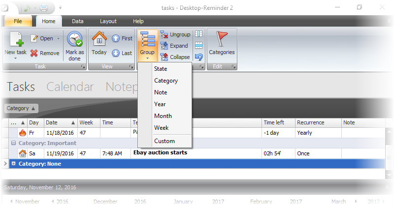 Group tasks by category