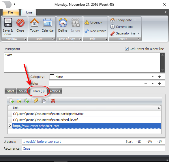 Desktop-Reminder Links