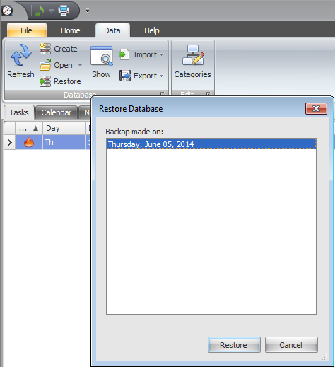 restore database